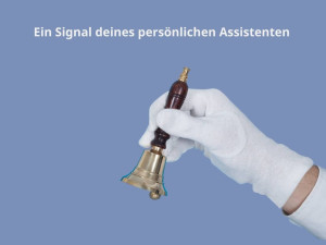 Klingeln einer Glocke mit einer Hand im weißen Handschuh